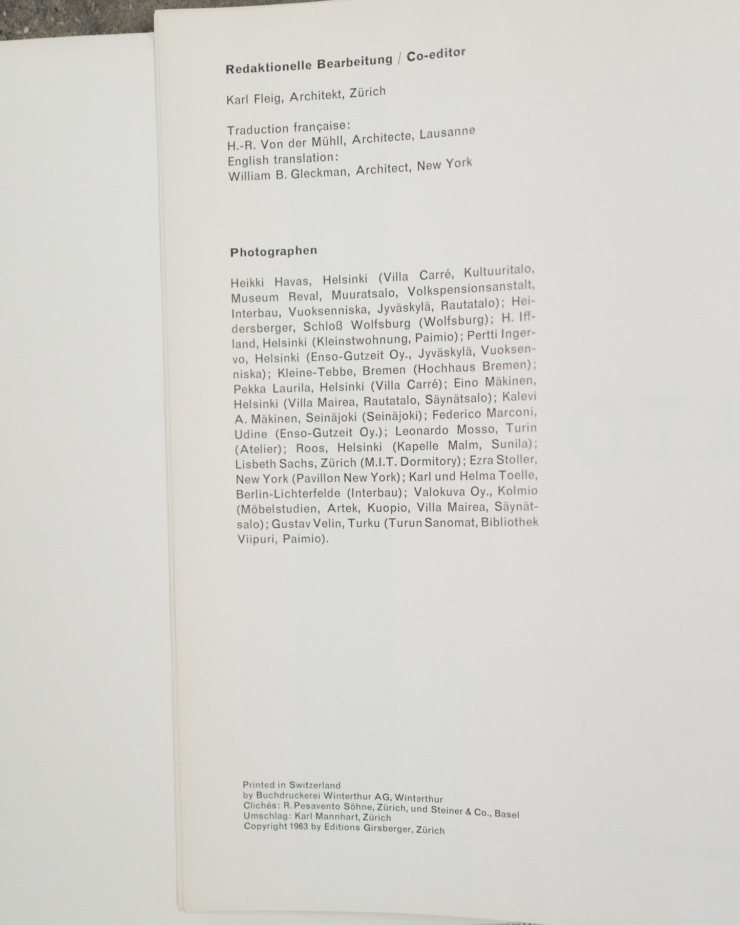 ALVAR AALTO BOOK, 1963