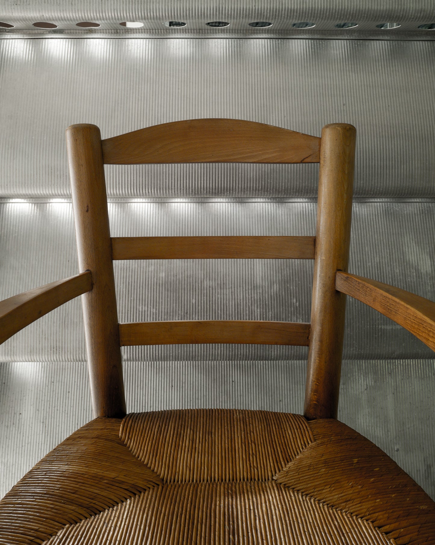 FRENCH WOODEN ARMCHAIRS IN ELM, 1950s
