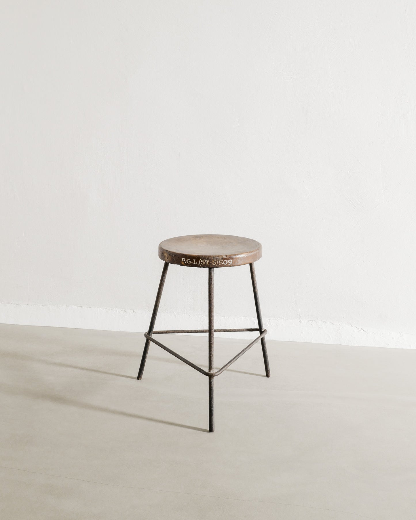 PIERRE JEANNERET TEAK AND IRON STOOL, 1950s
