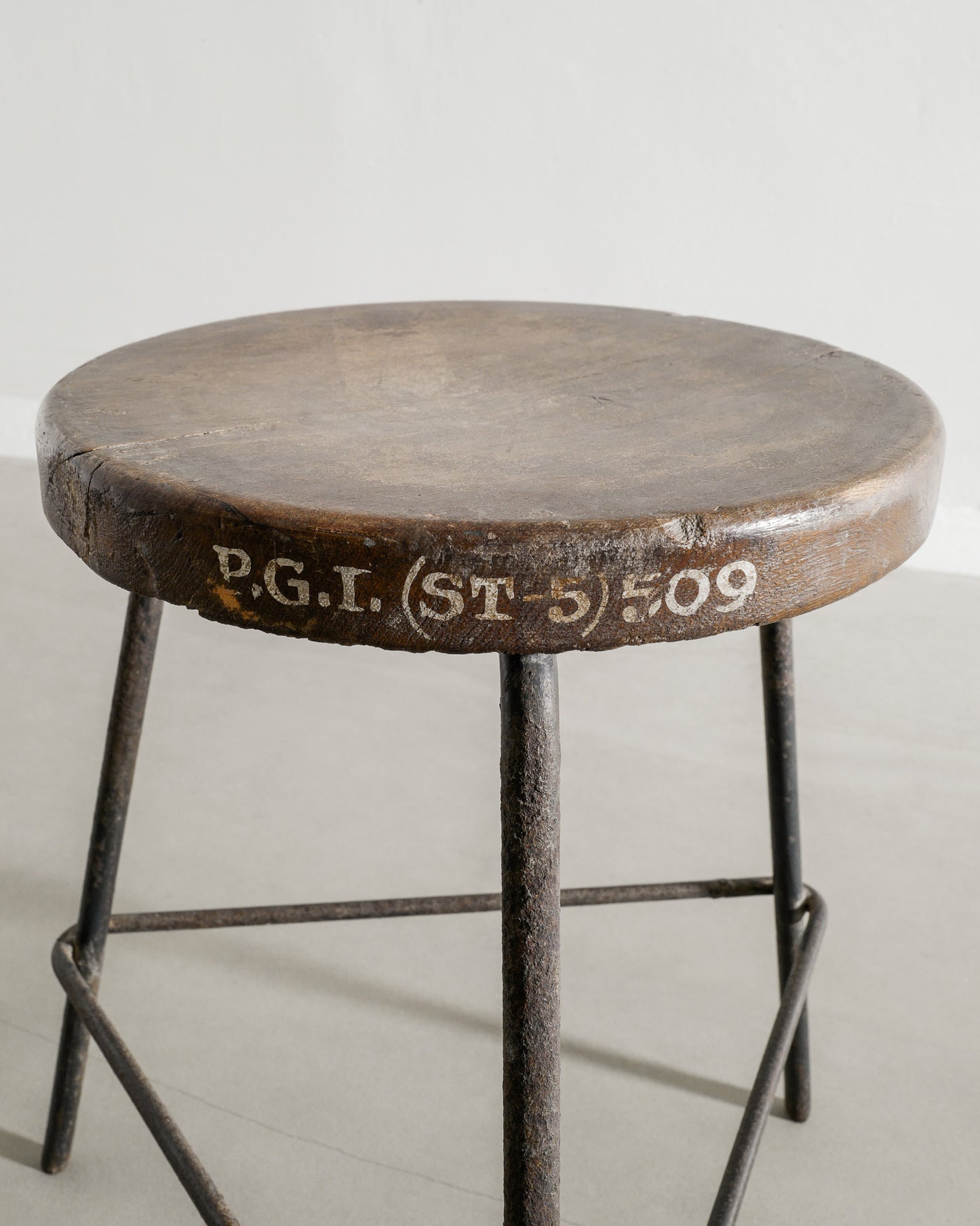 PIERRE JEANNERET TEAK AND IRON STOOL, 1950s