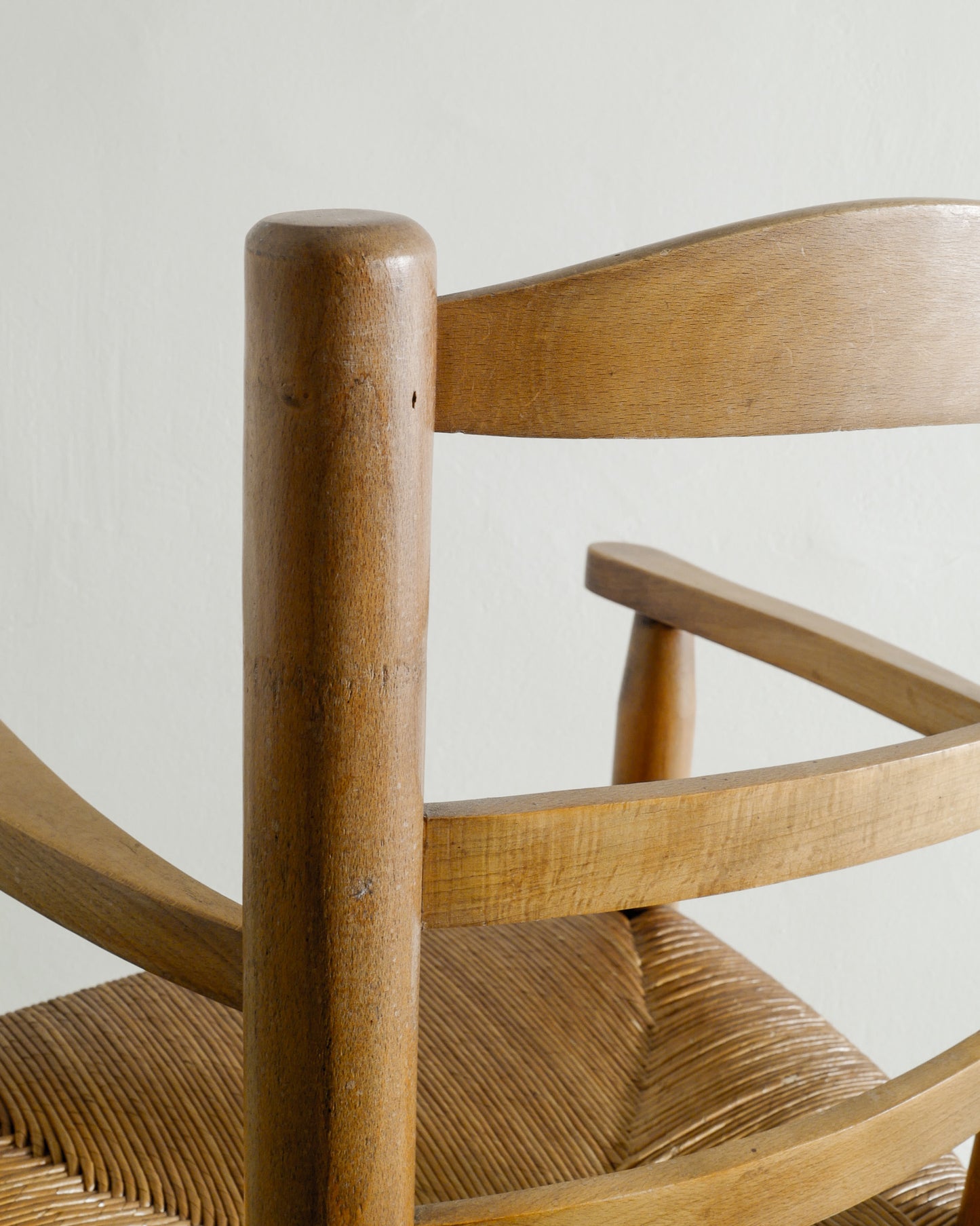 FRENCH WOODEN ARMCHAIRS IN ELM, 1950s