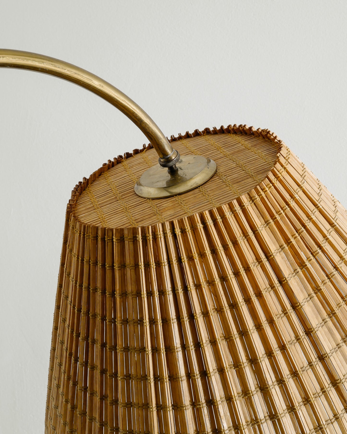 FINNISH FLOOR LAMP WITH STRAW SHADE, 1940s