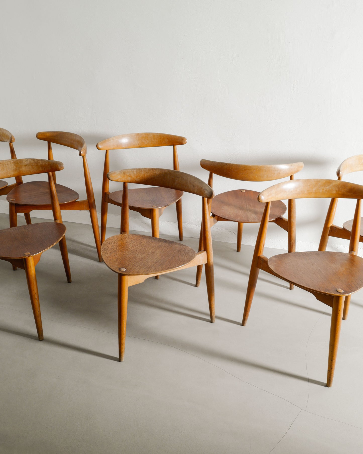 HANS J WEGNER "HEART" DINING CHAIRS, 1950s