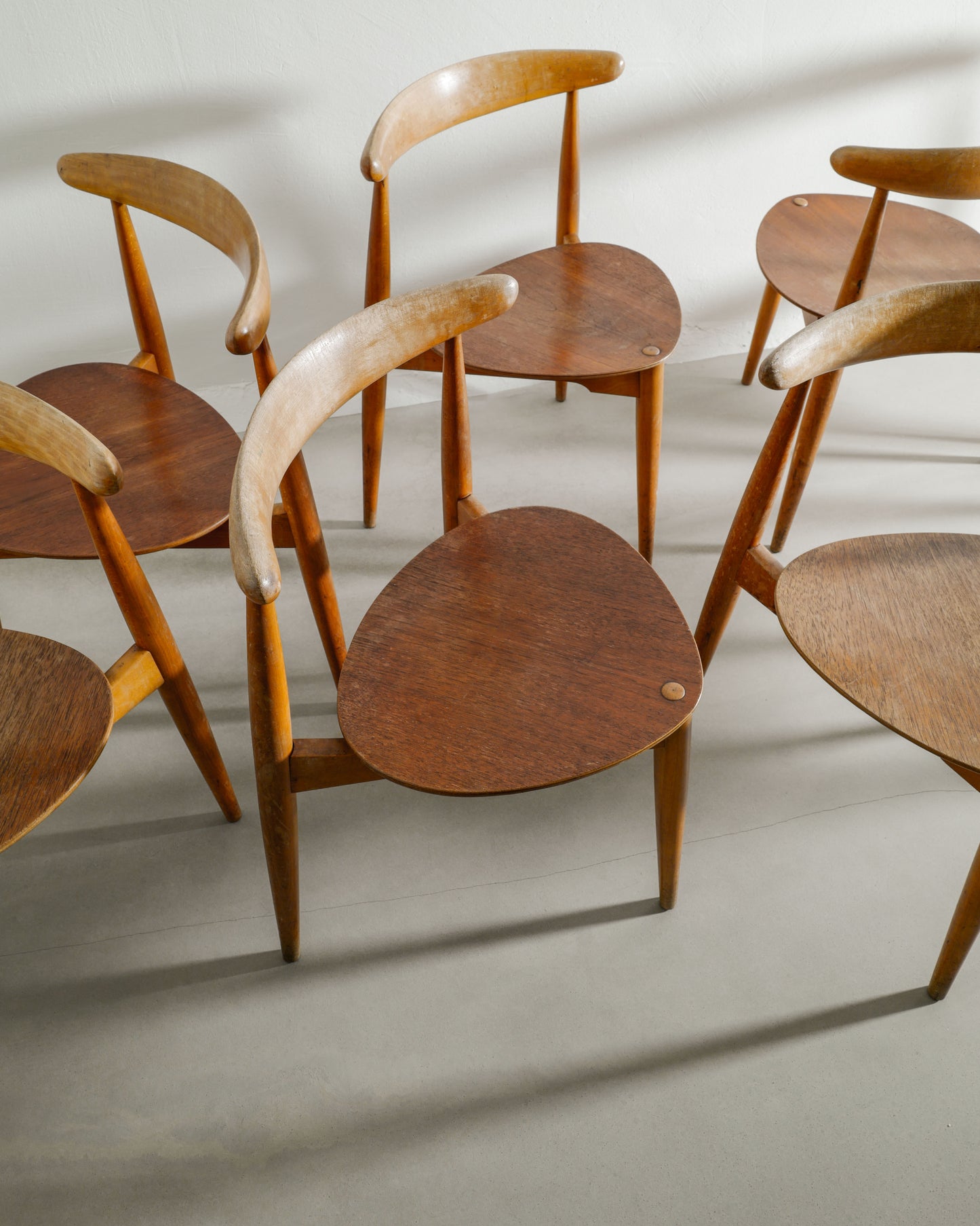 HANS J WEGNER "HEART" DINING CHAIRS, 1950s