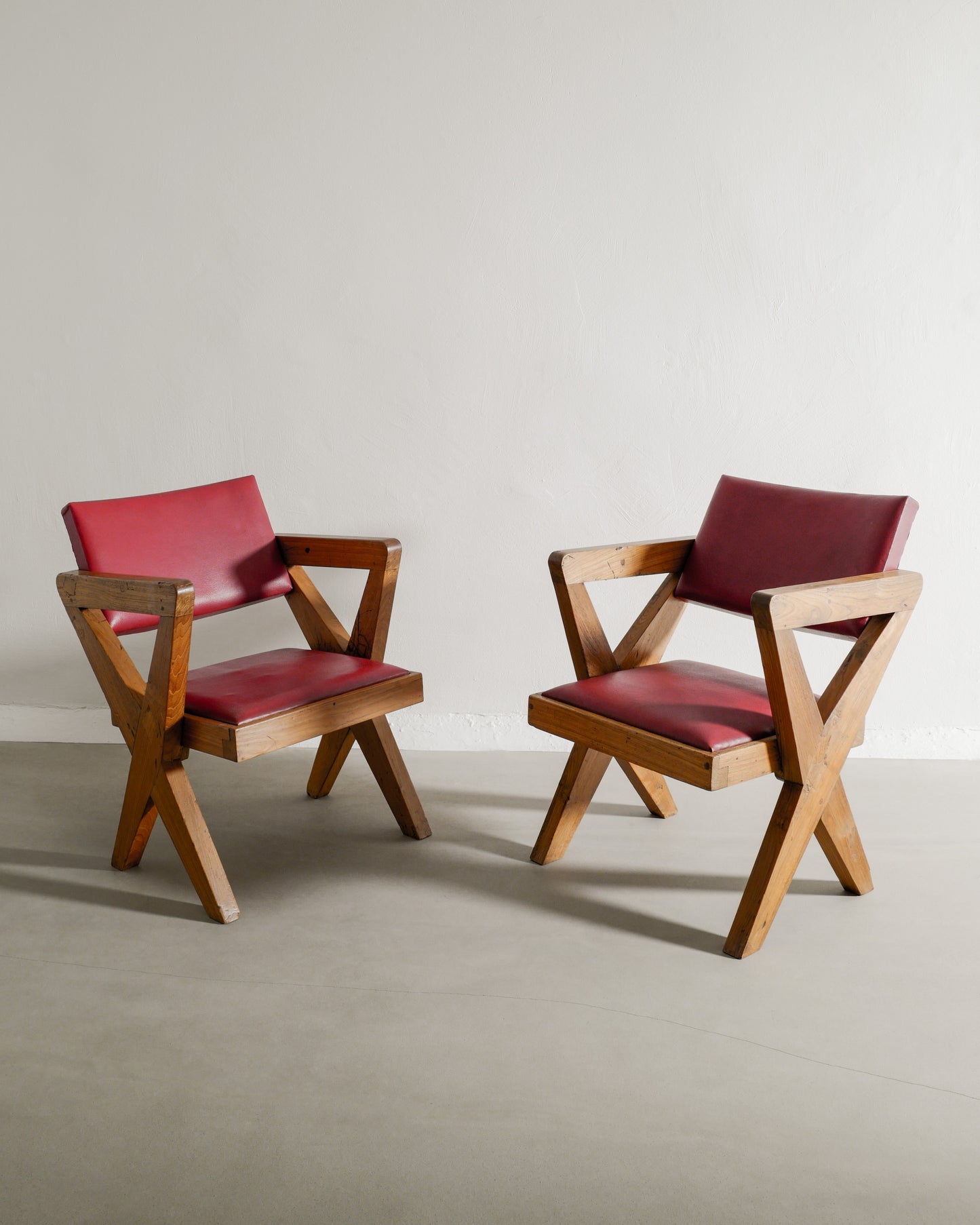 PIERRE JEANNERET "X-CHAIRS" IN LEATHER, 1950s