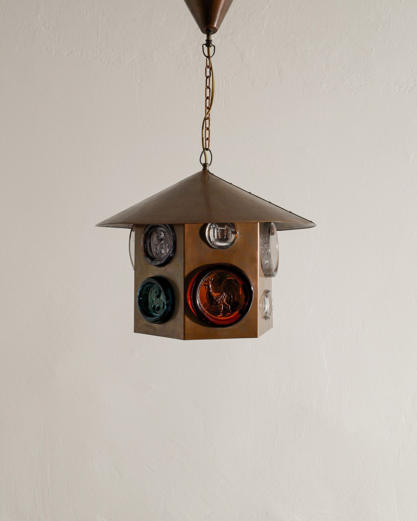 ERIK HÖGLUND COPPER & GLASS PENDANT, 1960s