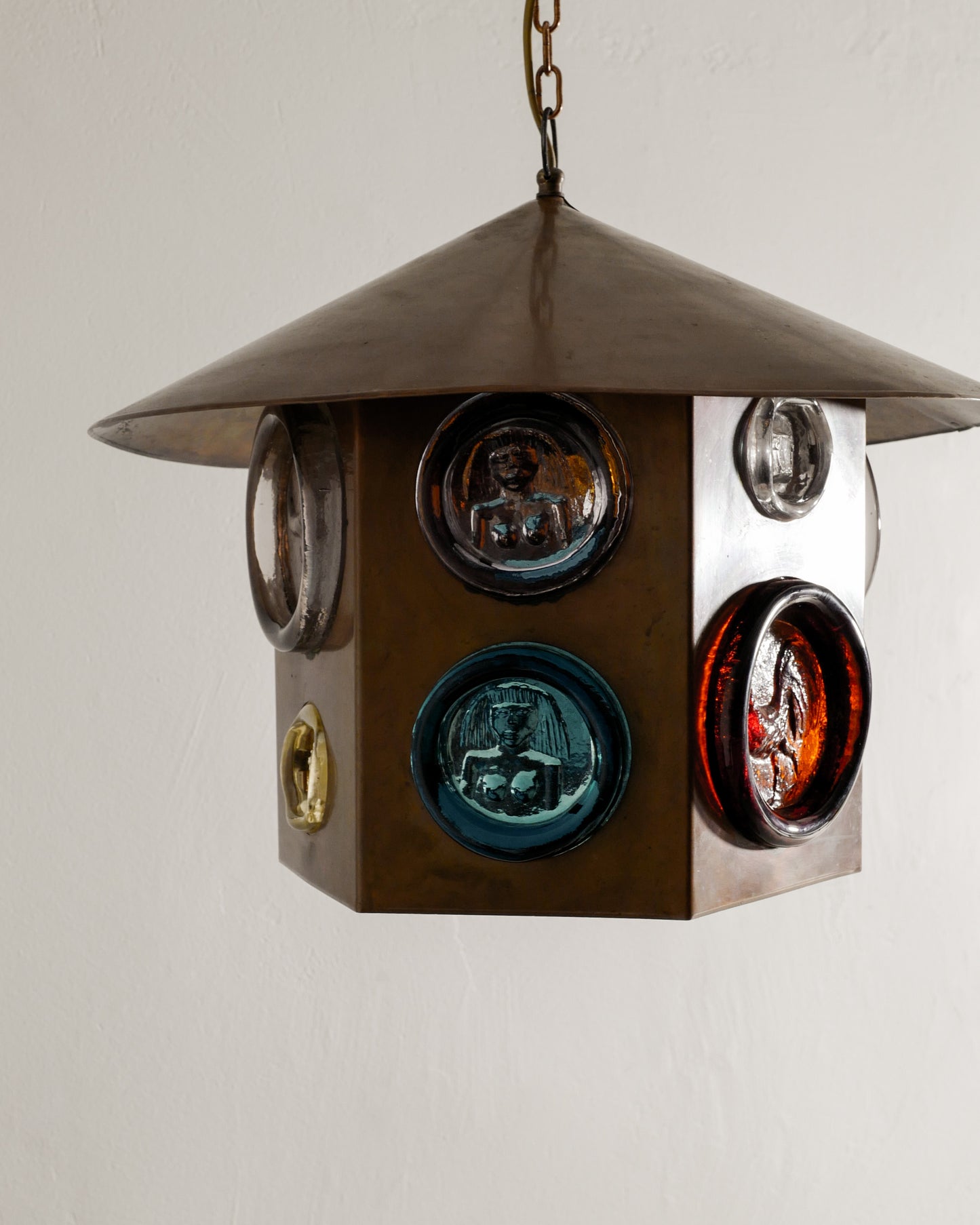 ERIK HÖGLUND COPPER & GLASS PENDANT, 1960s
