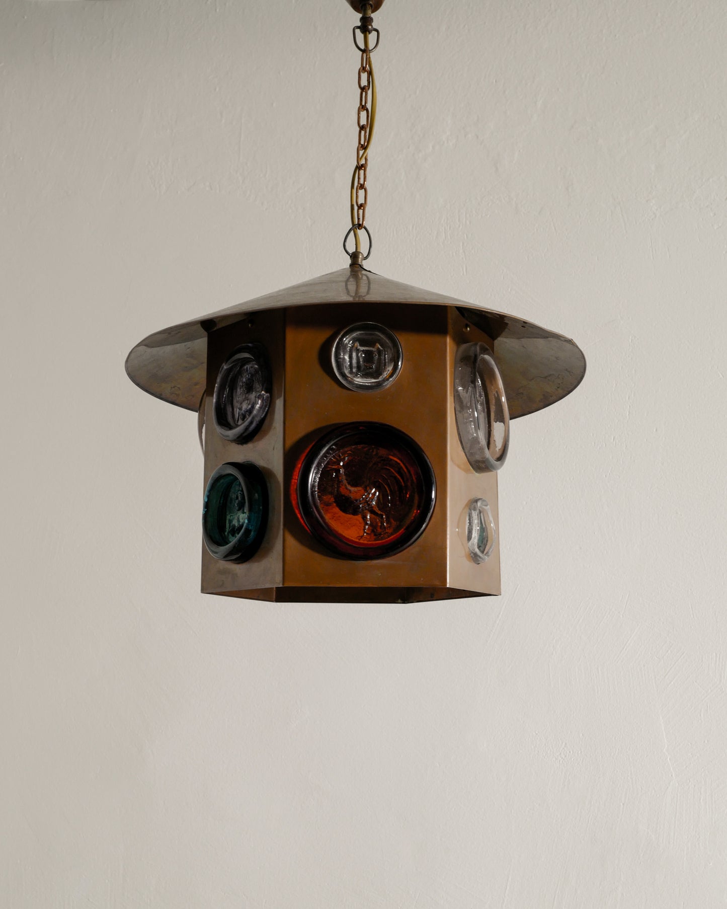 ERIK HÖGLUND COPPER & GLASS PENDANT, 1960s