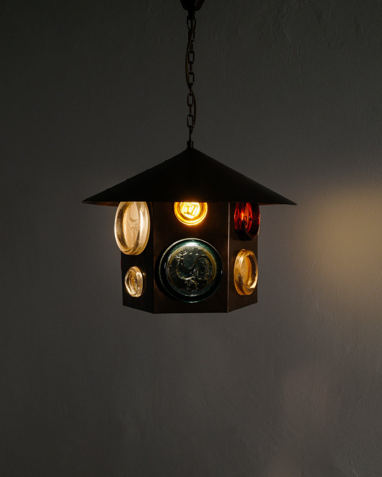 ERIK HÖGLUND COPPER & GLASS PENDANT, 1960s