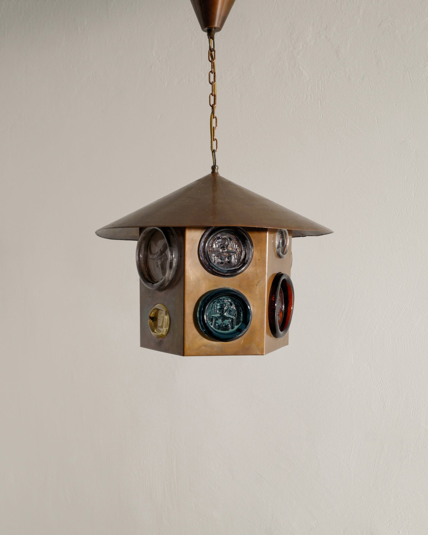 ERIK HÖGLUND COPPER & GLASS PENDANT, 1960s