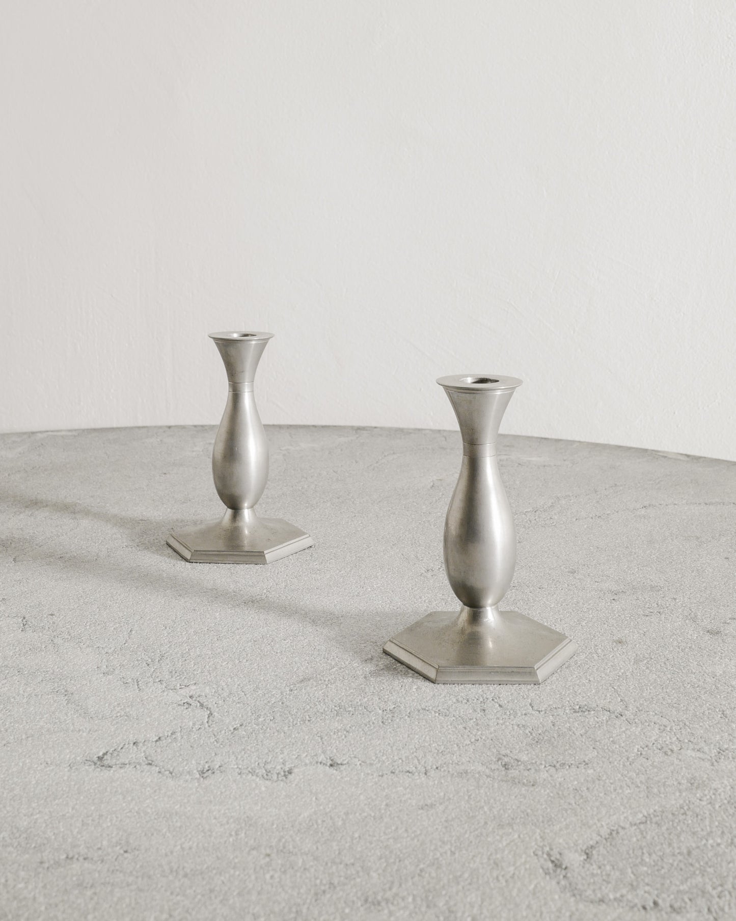 JUST ANDERSEN PEWTER CANDLESTICKS, 1940s