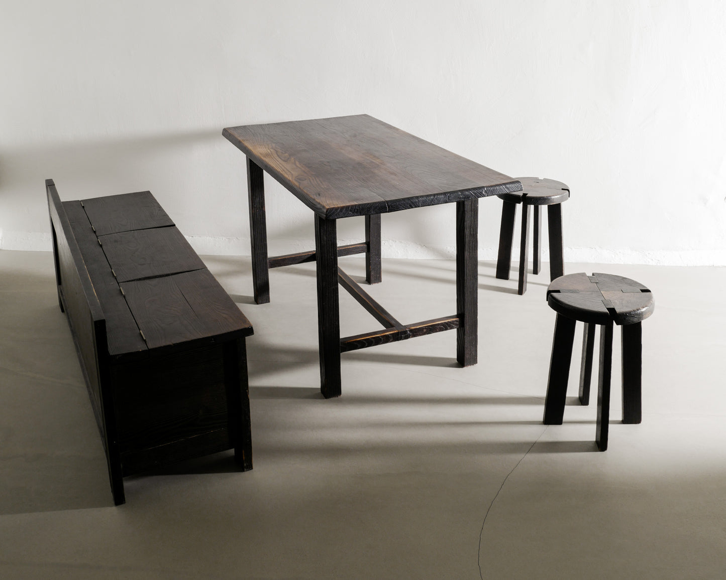 EBONIZED FRENCH CABIN SET, 1950s