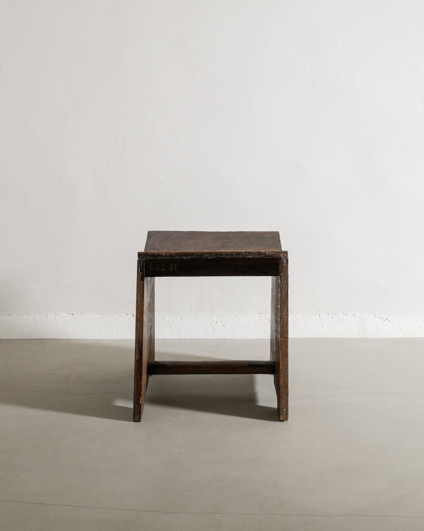 PIERRE JEANNERET "SEWING" TEAK STOOL, 1950s