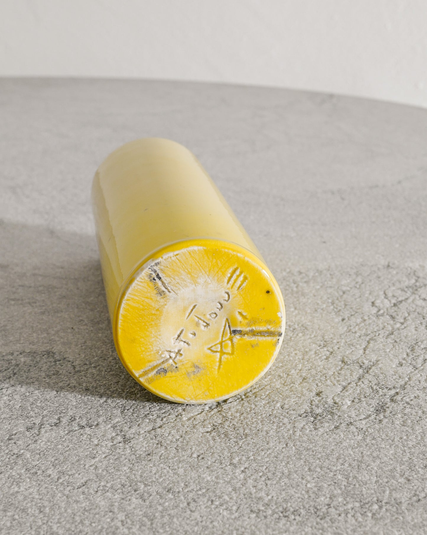 GEORGES JOUVE YELLOW CYLINDER VASE, 1950s