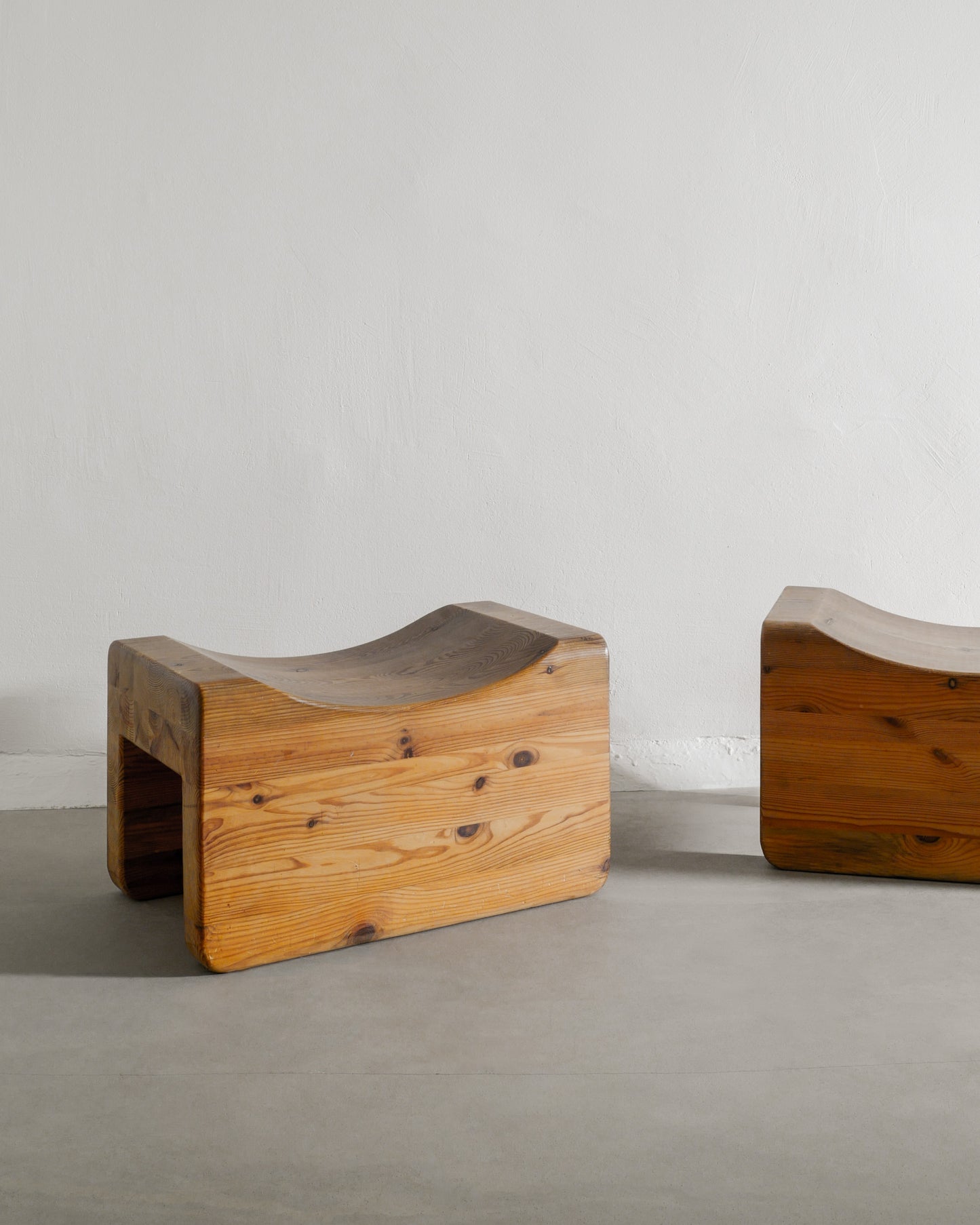 PAIR OF SWEDISH PINE TABOURETS, 1970s