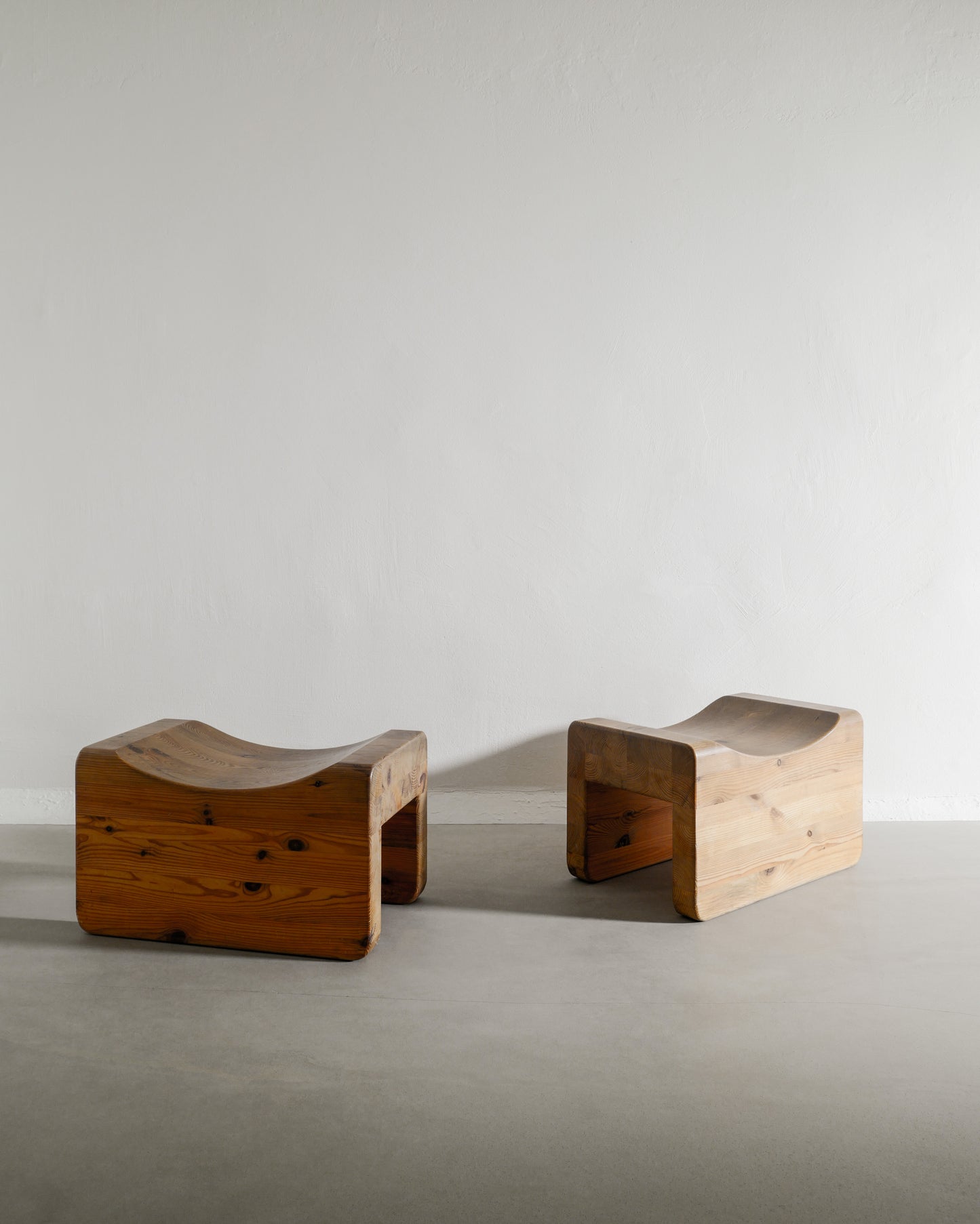 PAIR OF SWEDISH PINE TABOURETS, 1970s