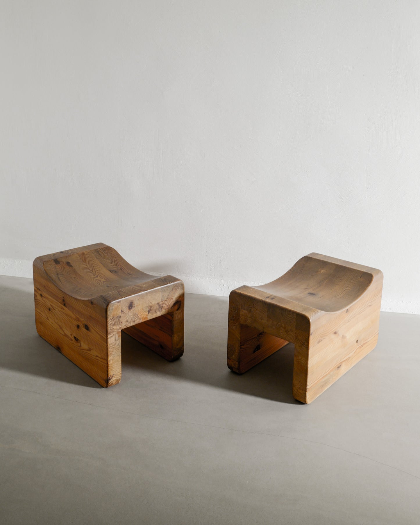 PAIR OF SWEDISH PINE TABOURETS, 1970s