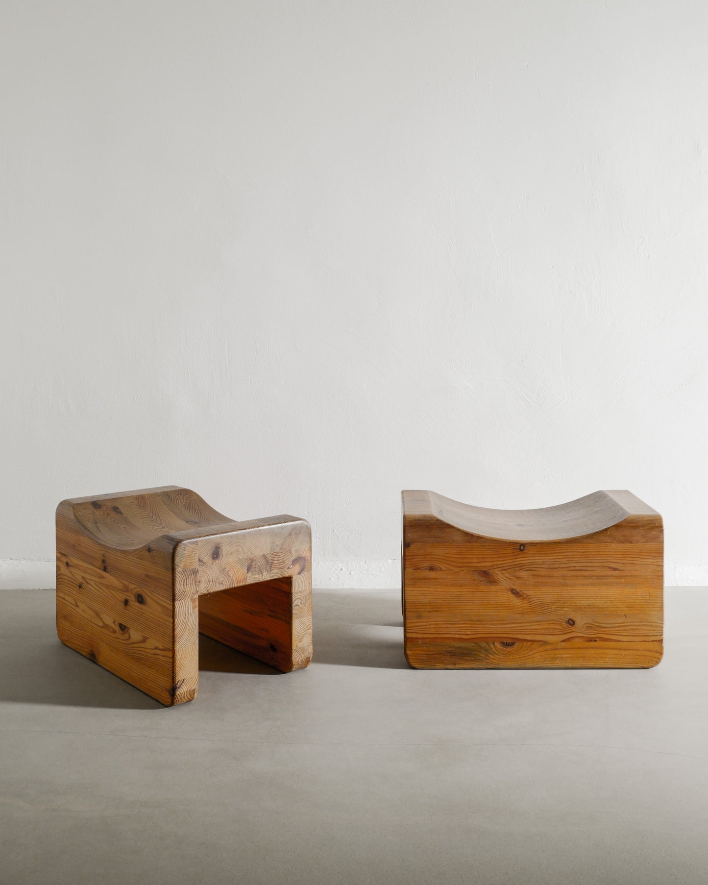 PAIR OF SWEDISH PINE TABOURETS, 1970s