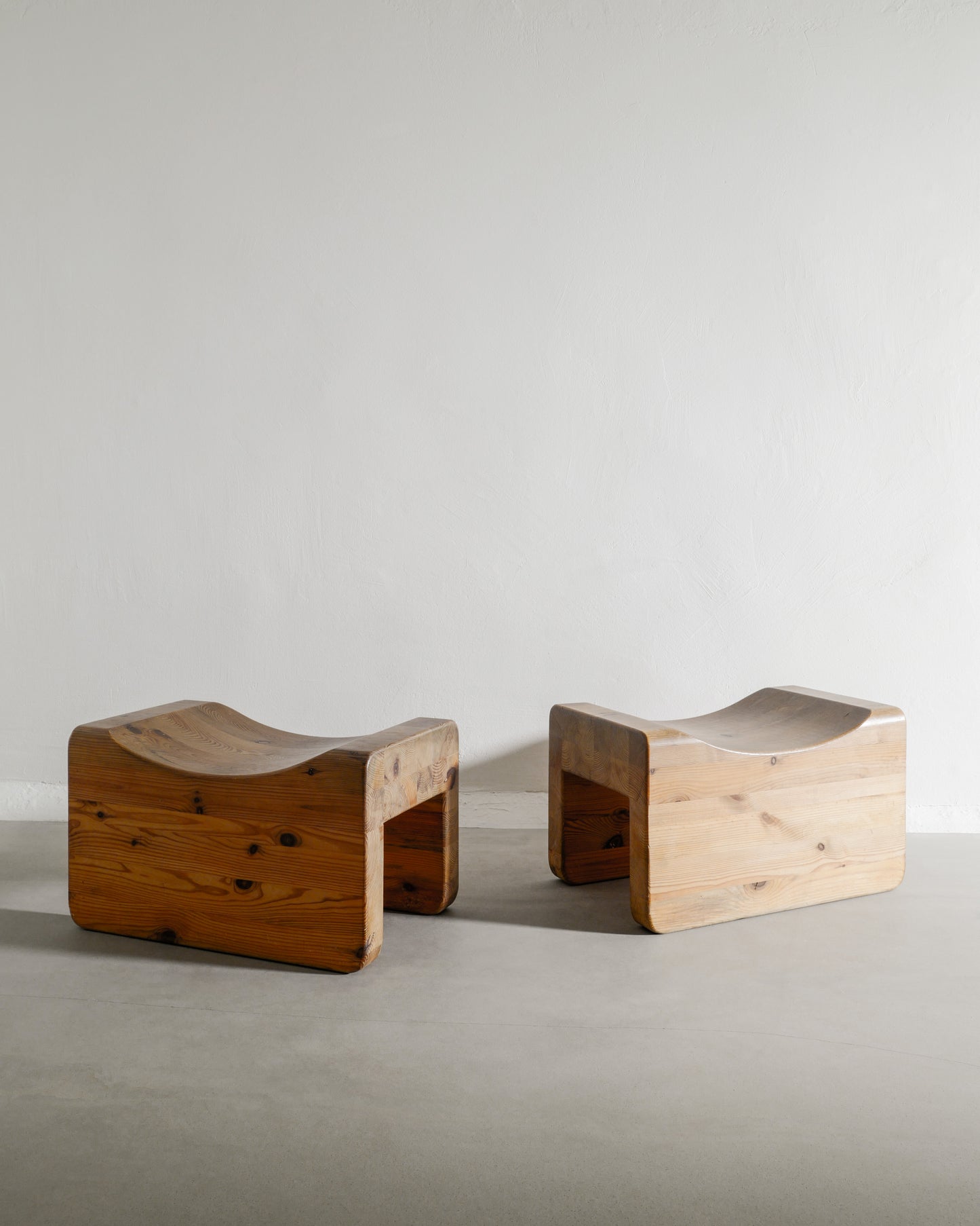 PAIR OF SWEDISH PINE TABOURETS, 1970s