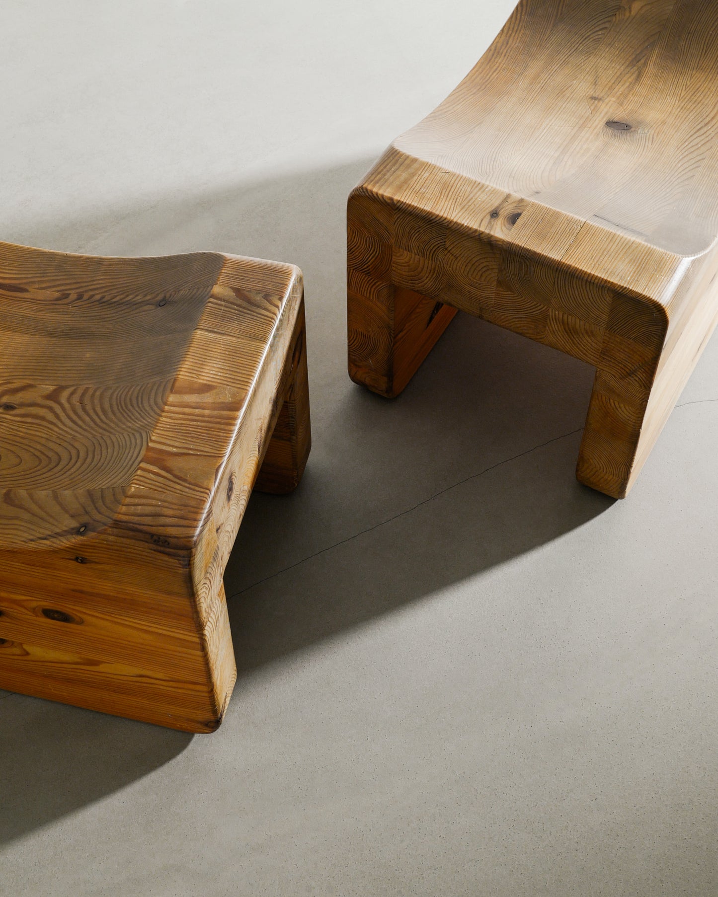 PAIR OF SWEDISH PINE TABOURETS, 1970s