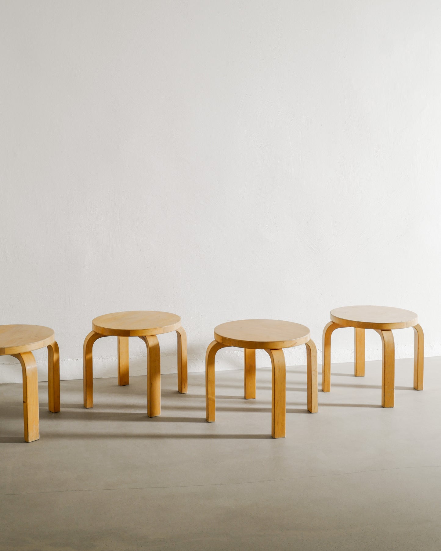 SET OF ALVAR AALTO CHILDREN STOOLS, 1980s