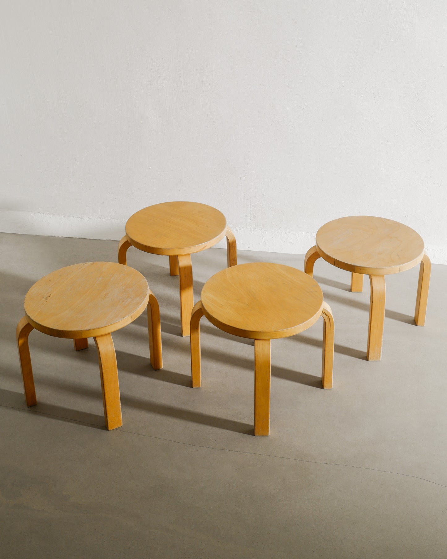 SET OF ALVAR AALTO CHILDREN STOOLS, 1980s