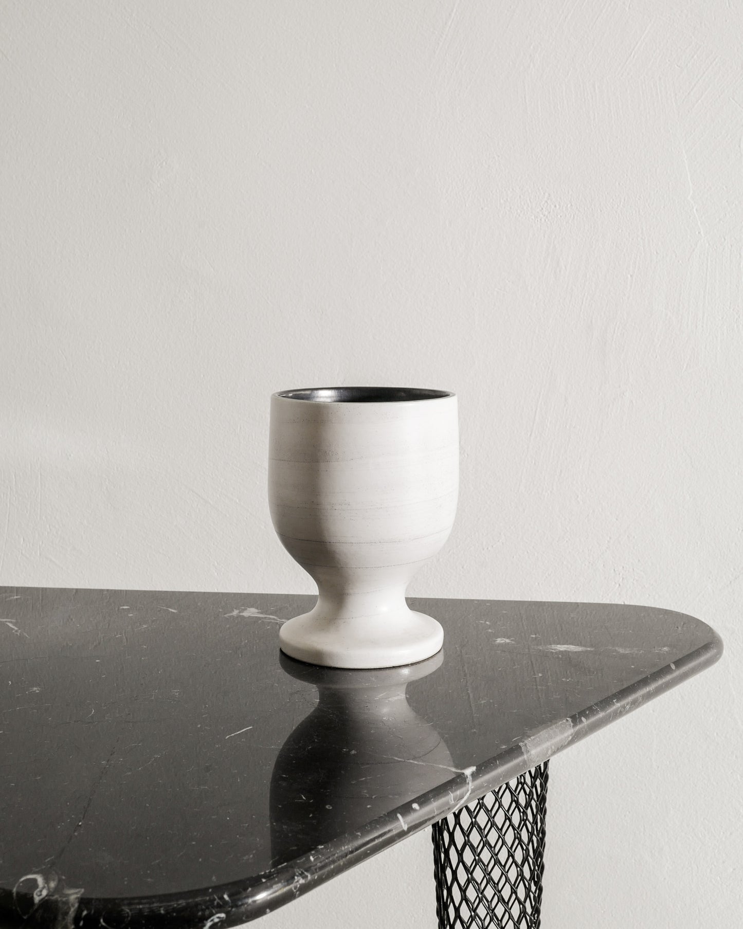 GEORGES JOUVE WHITE BOWL VASE, 1950s