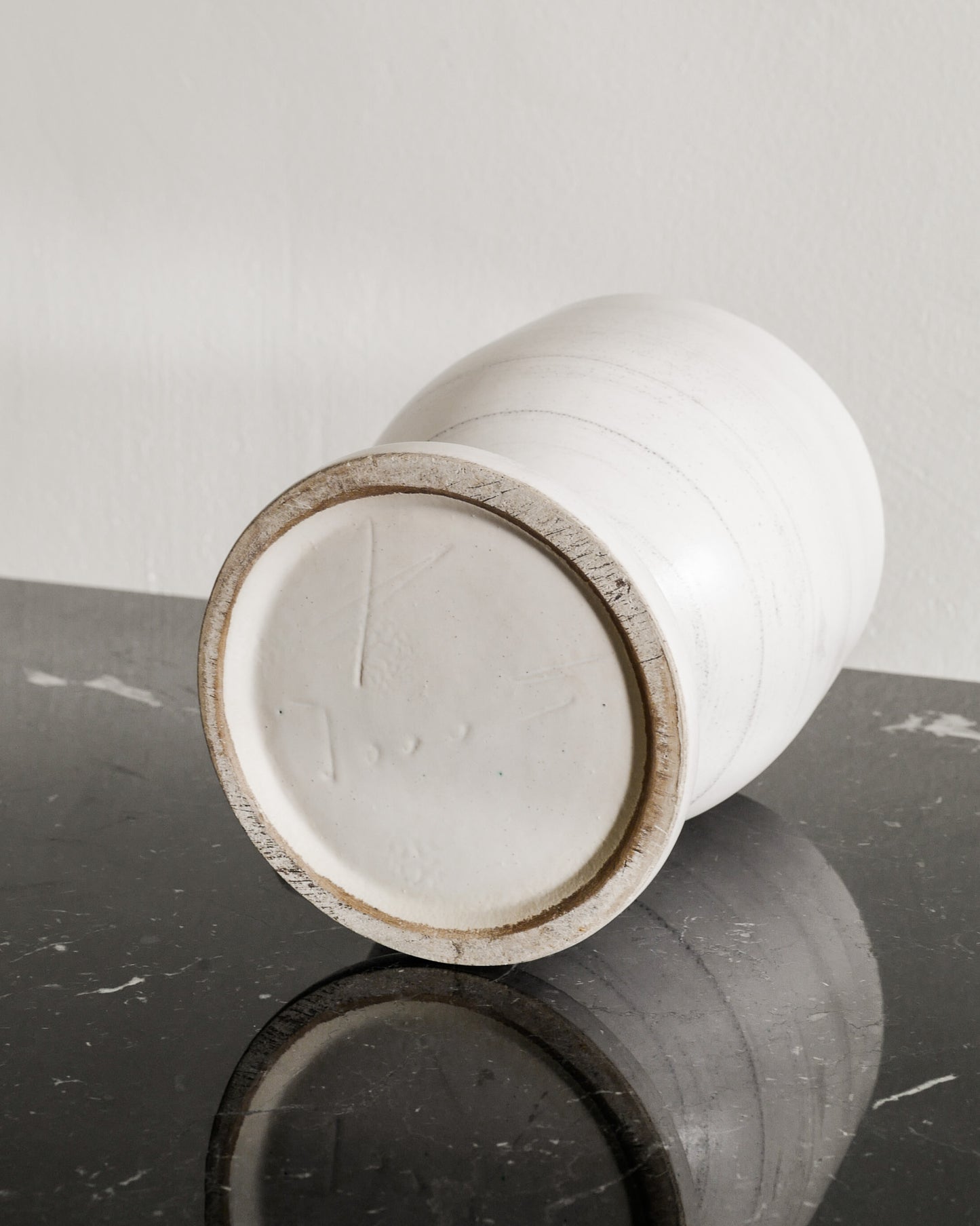 GEORGES JOUVE WHITE BOWL VASE, 1950s
