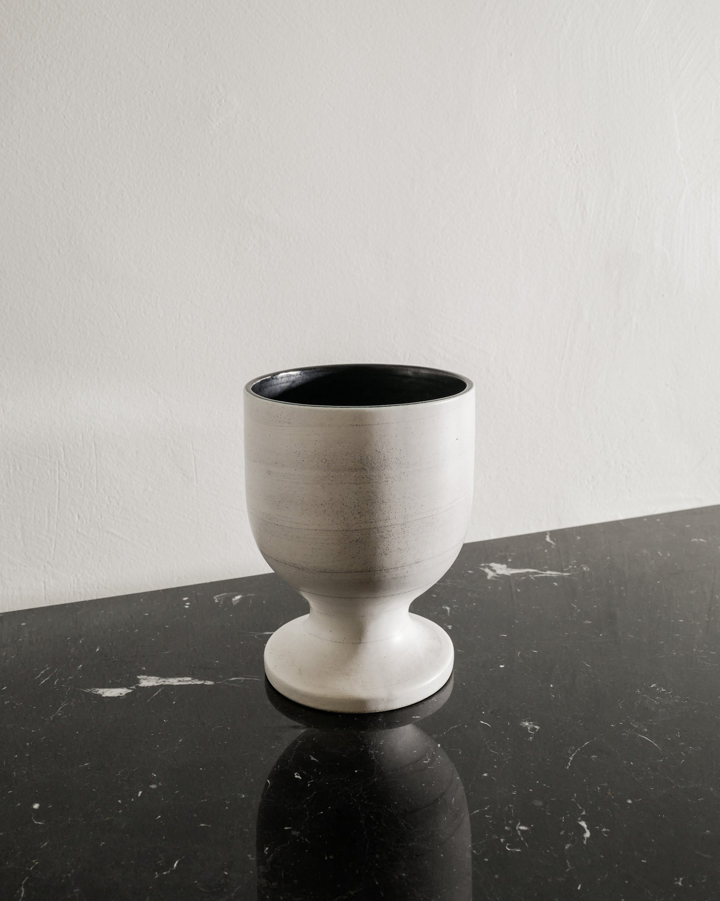 GEORGES JOUVE WHITE BOWL VASE, 1950s
