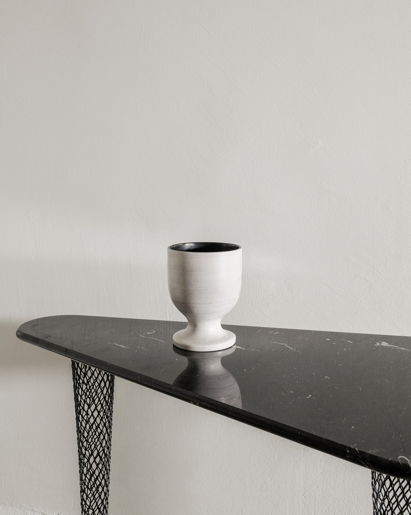 GEORGES JOUVE WHITE BOWL VASE, 1950s
