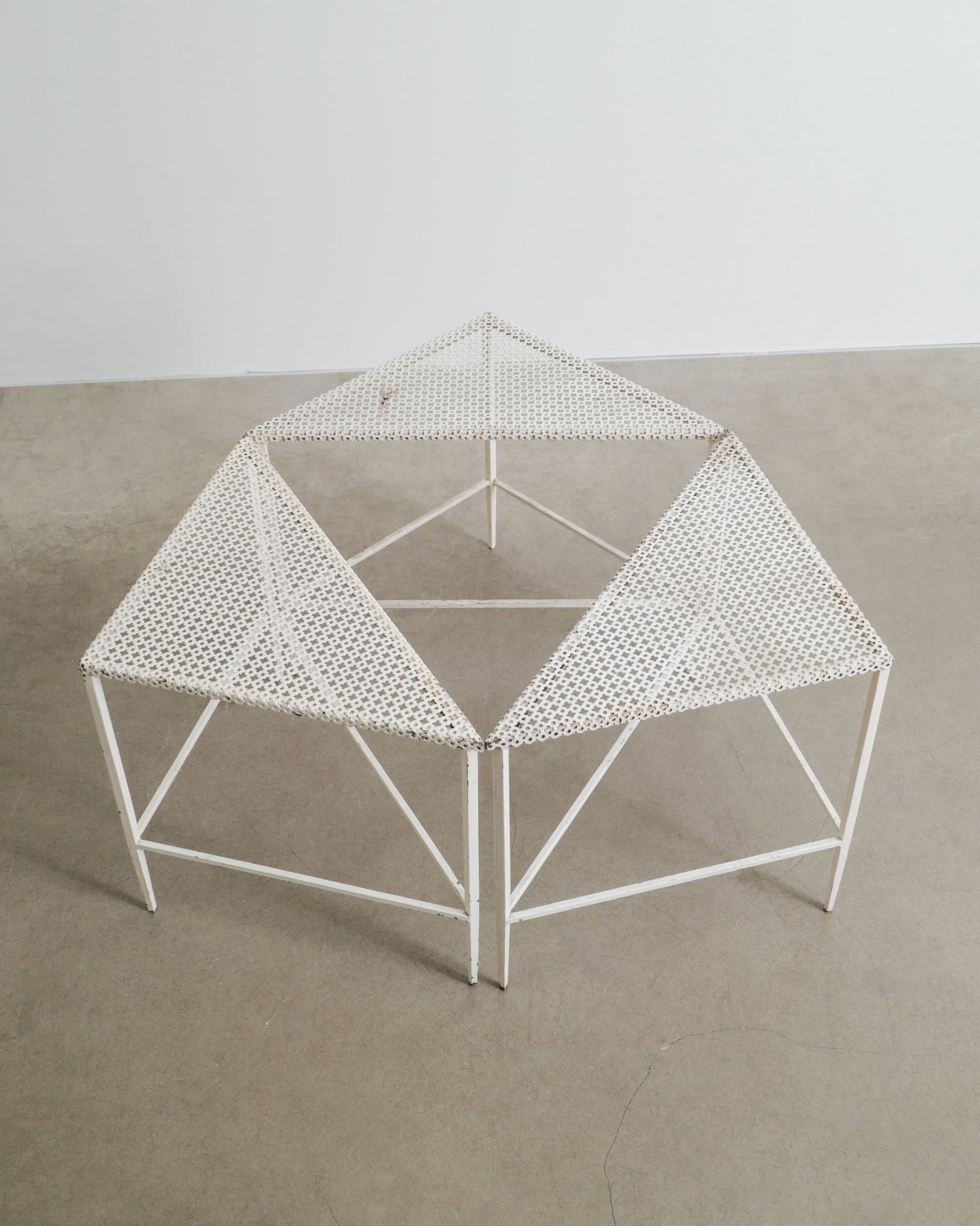 MATHIEU MATÈGOT WHITE SIDE TABLES, 1950s