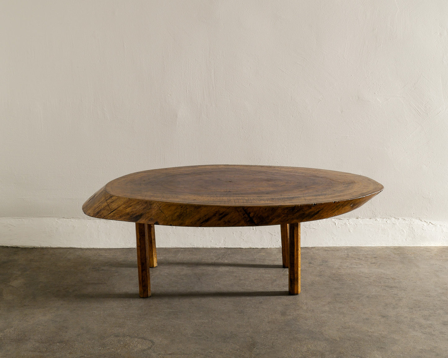 FRENCH OVAL ELM TABLE, 1950s
