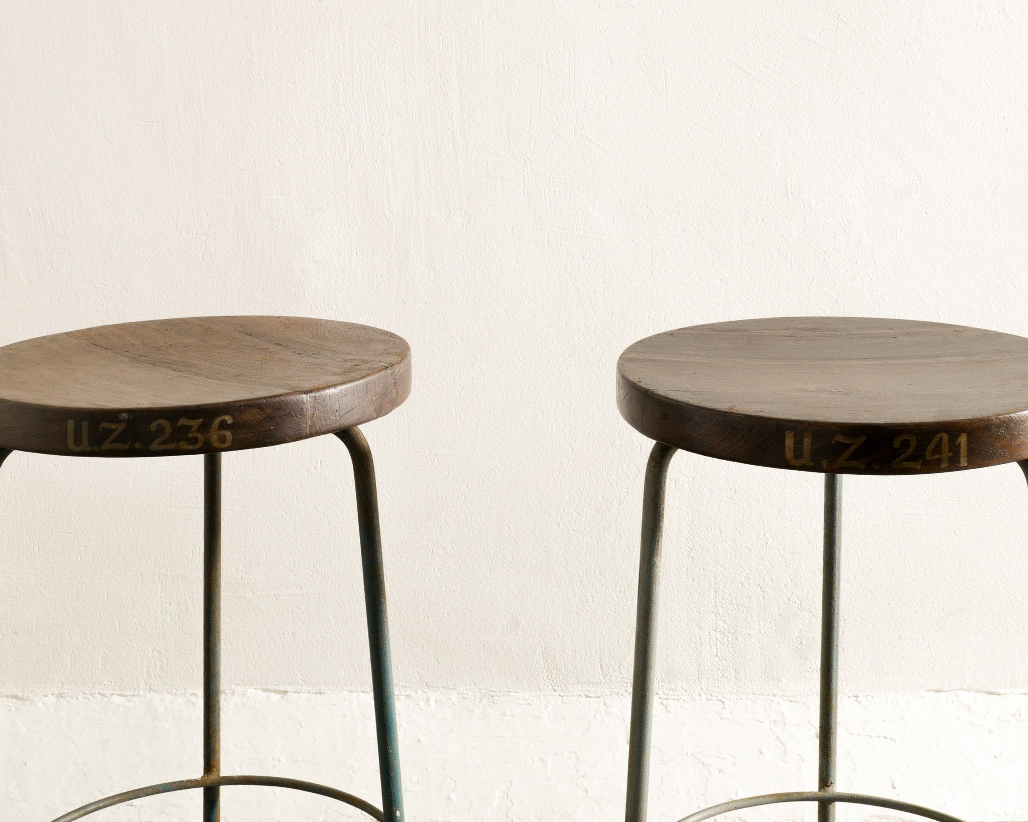 PAIR OF PIERRE JEANNERET HIGH STOOLS, 1950s