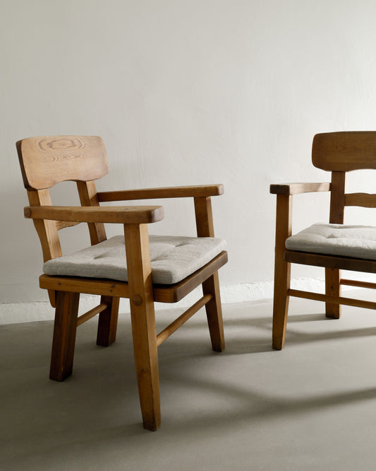 SWEDISH ARMCHAIRS IN PINE, 1970s