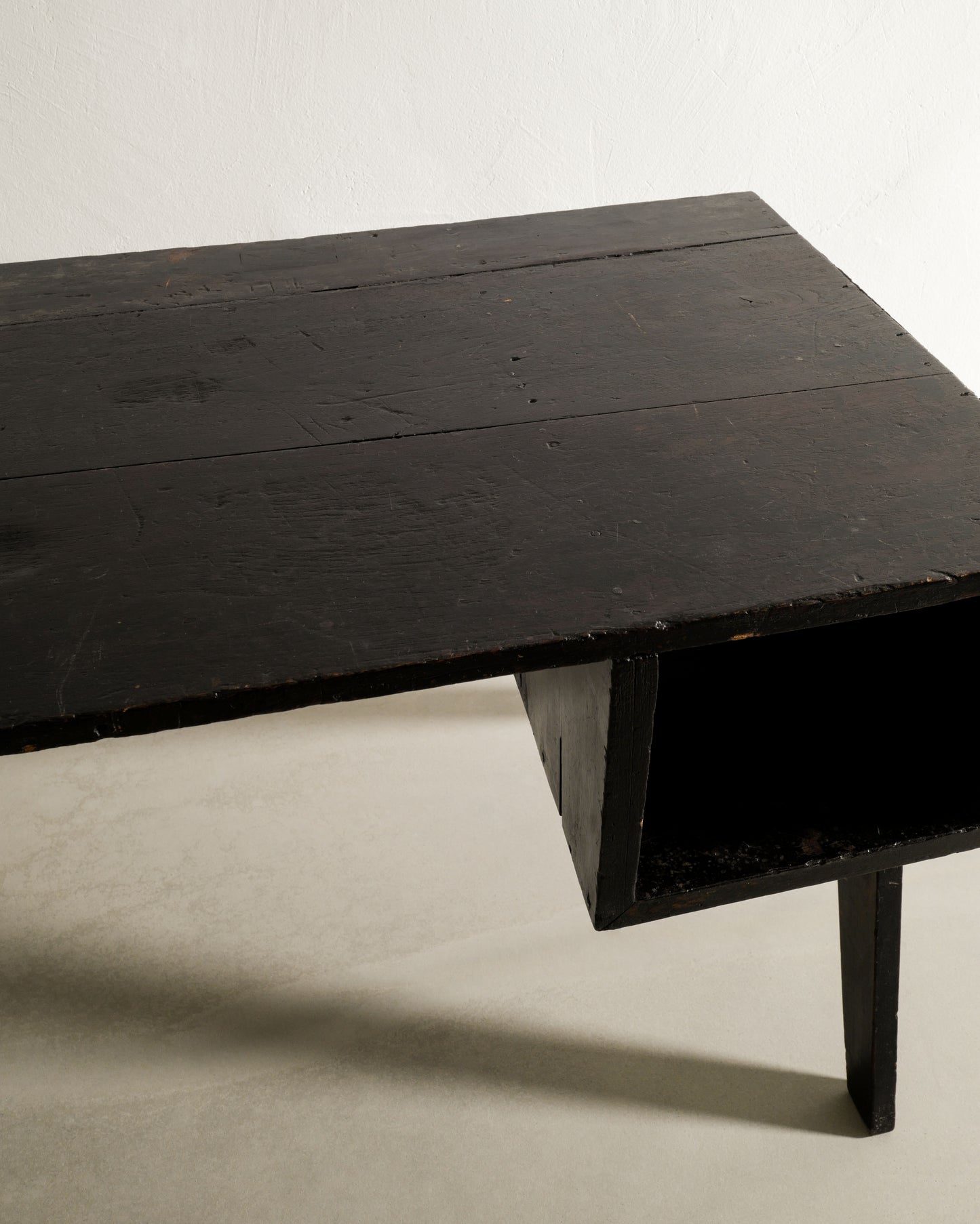 PIERRE JEANNERET BLACK DESK AND CHAIR, 1950s