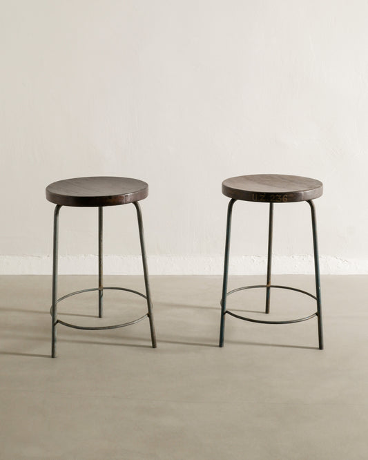 PAIR OF PIERRE JEANNERET HIGH STOOLS, 1950s
