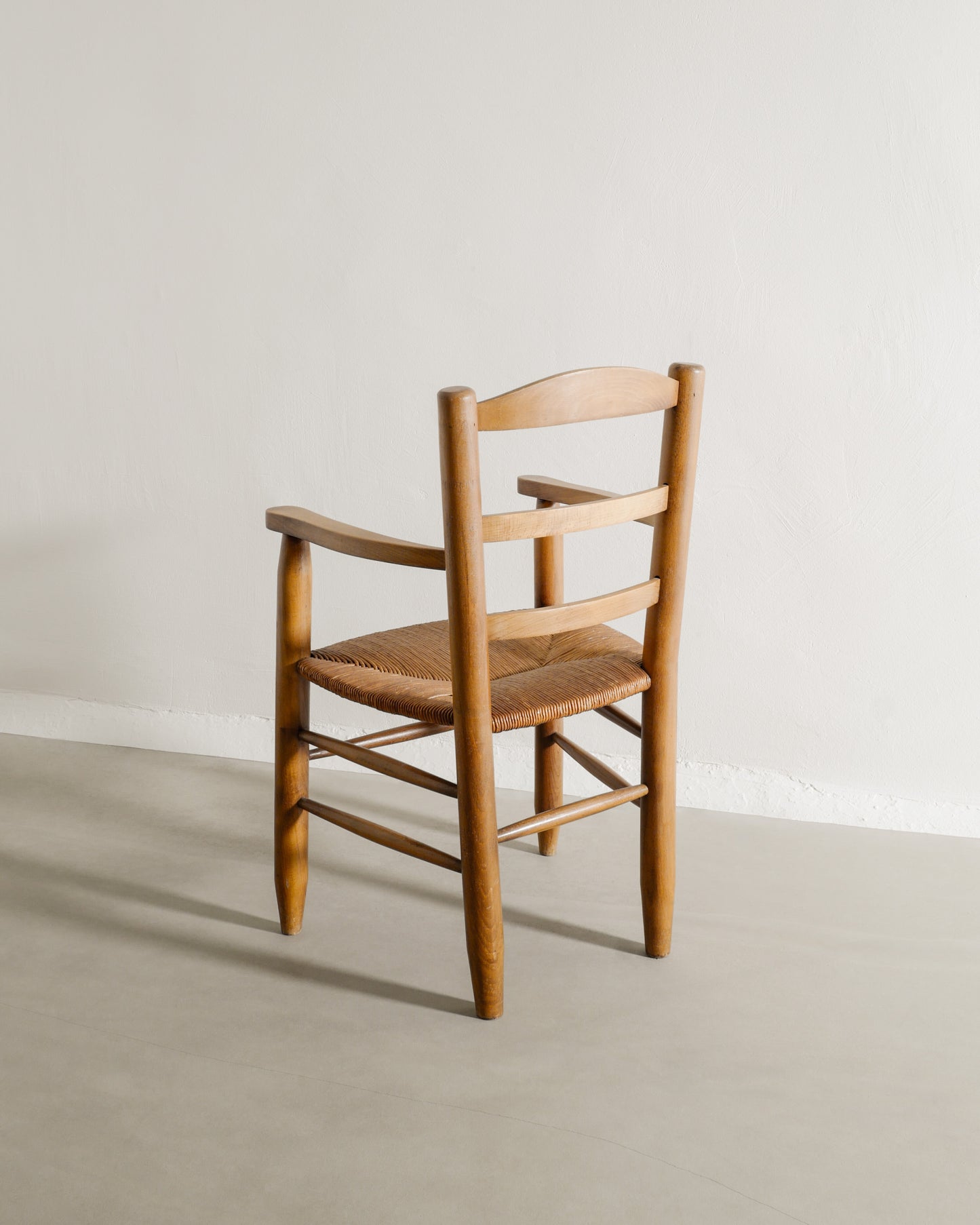 FRENCH ARMCHAIRS IN ELM, 1950s