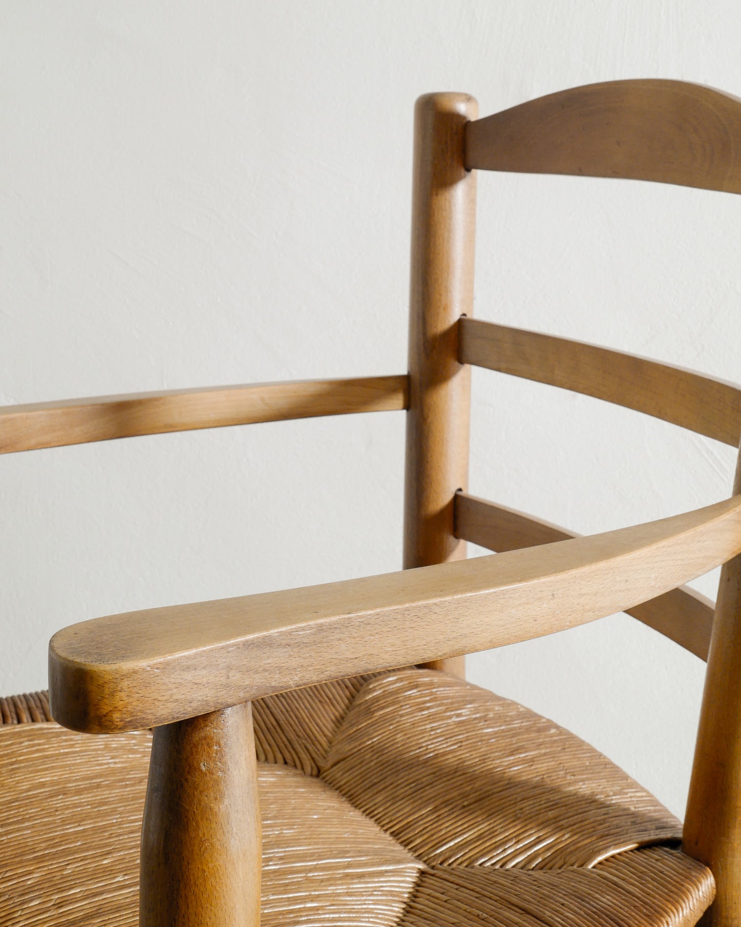 FRENCH ARMCHAIRS IN ELM, 1950s