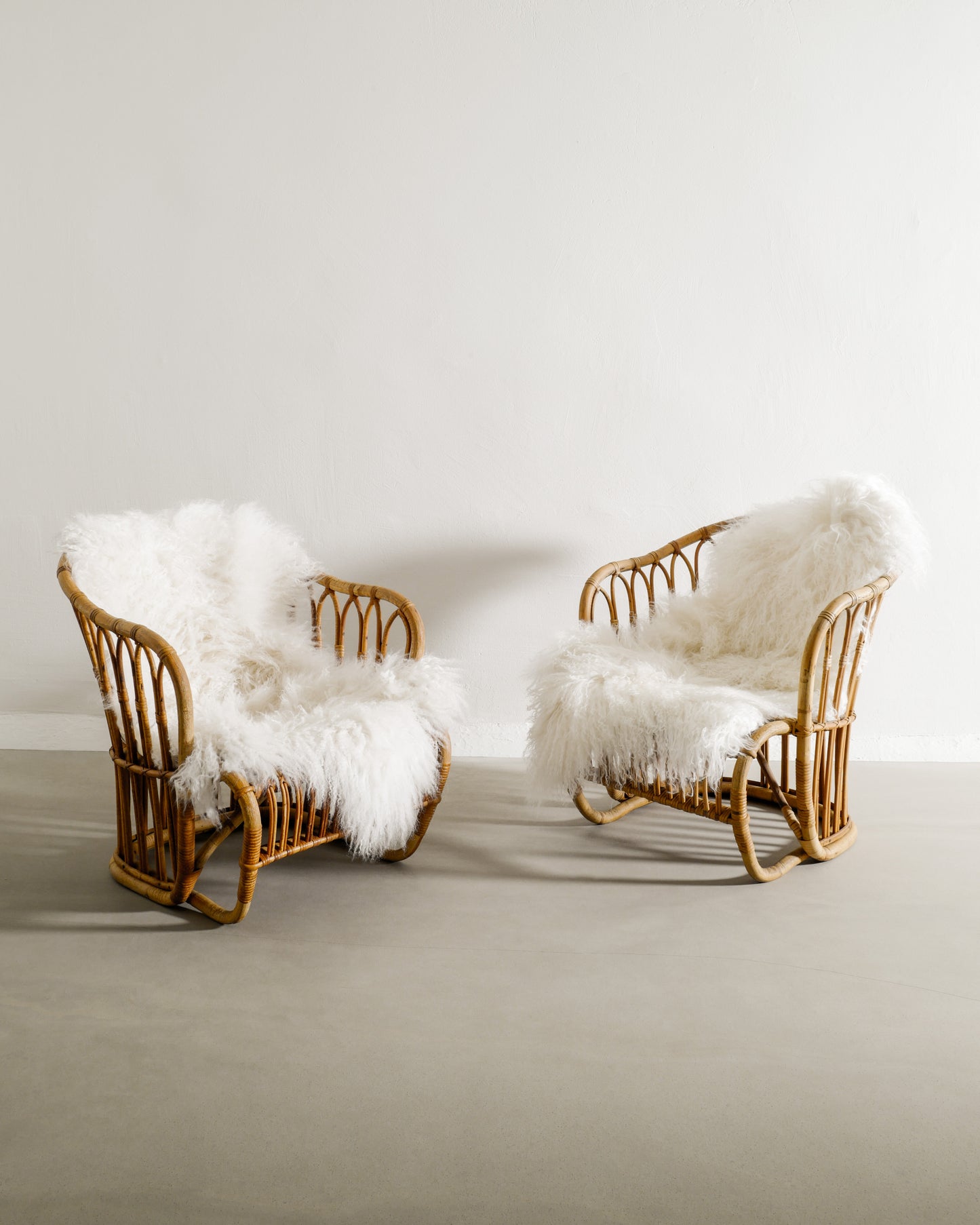 TOVE KINDT-LARSEN RATTAN EASY CHAIRS, 1940s