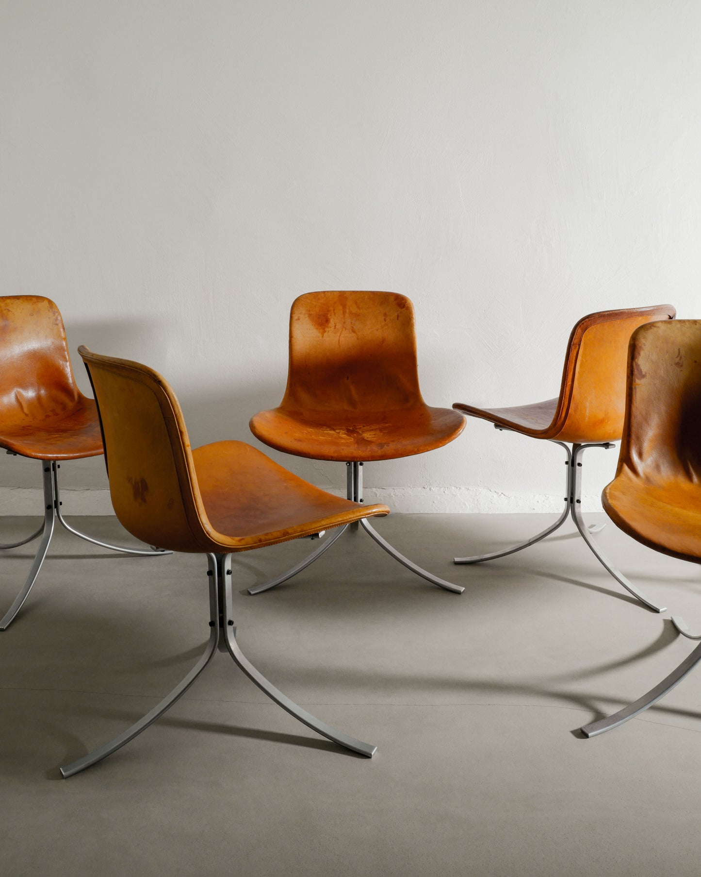 SET OF SIX POUL KJAERHOLM PK-9 CHAIRS, 1960s