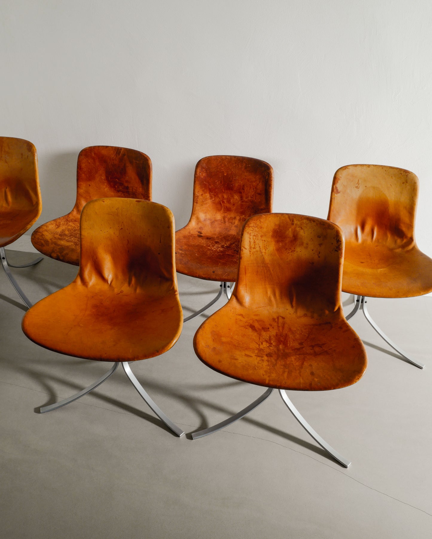 SET OF SIX POUL KJAERHOLM PK-9 CHAIRS, 1960s