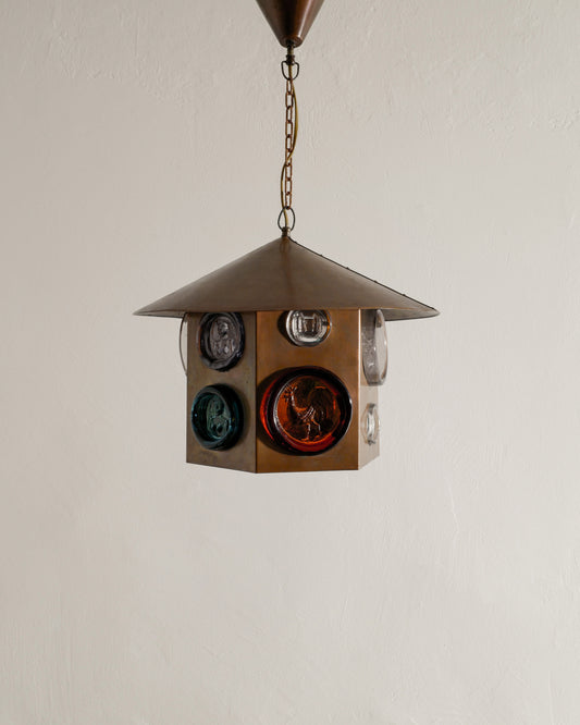 ERIK HÖGLUND COPPER & GLASS PENDANT, 1960s