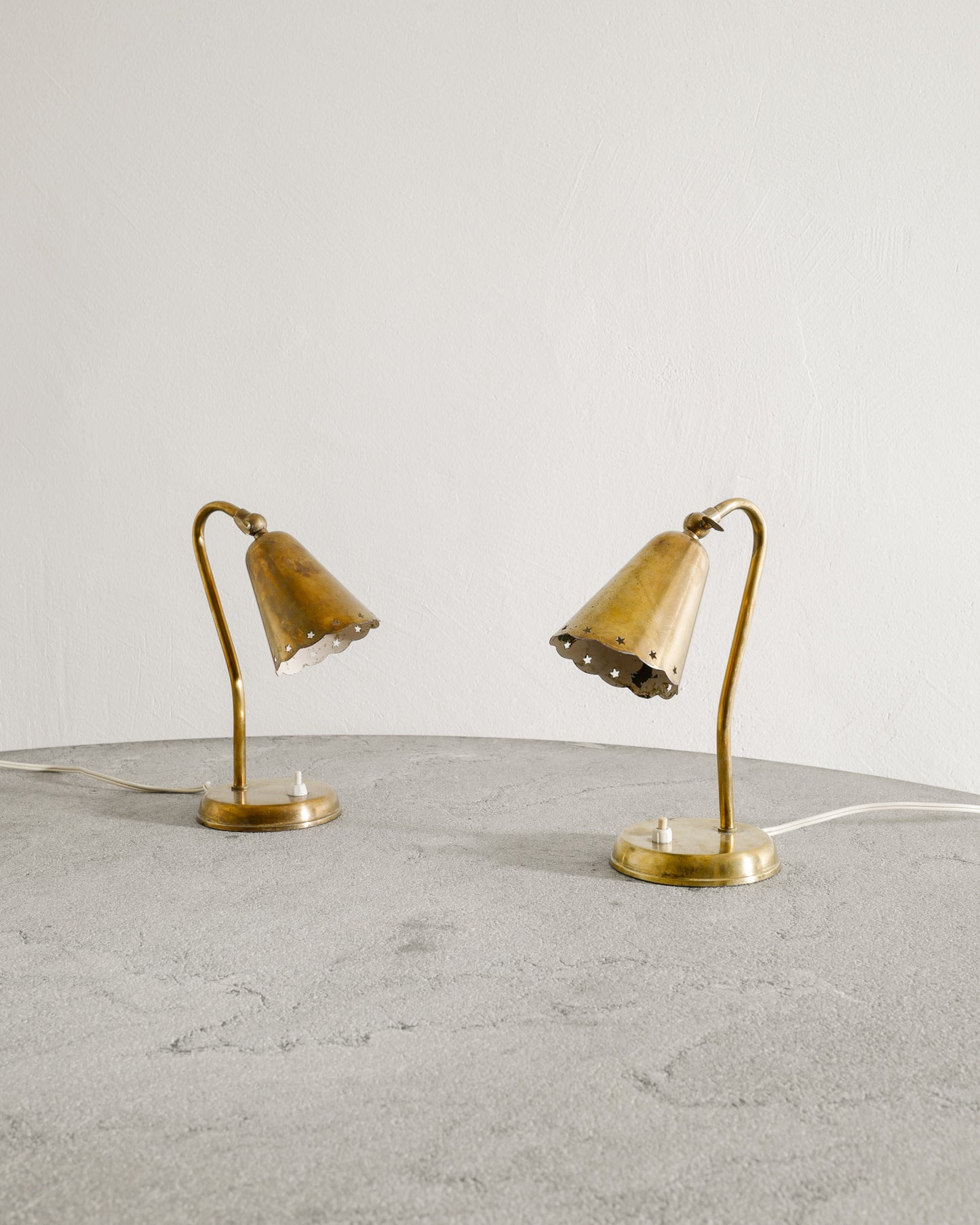 PAIR OF DANISH BRASS LAMPS, 1940s