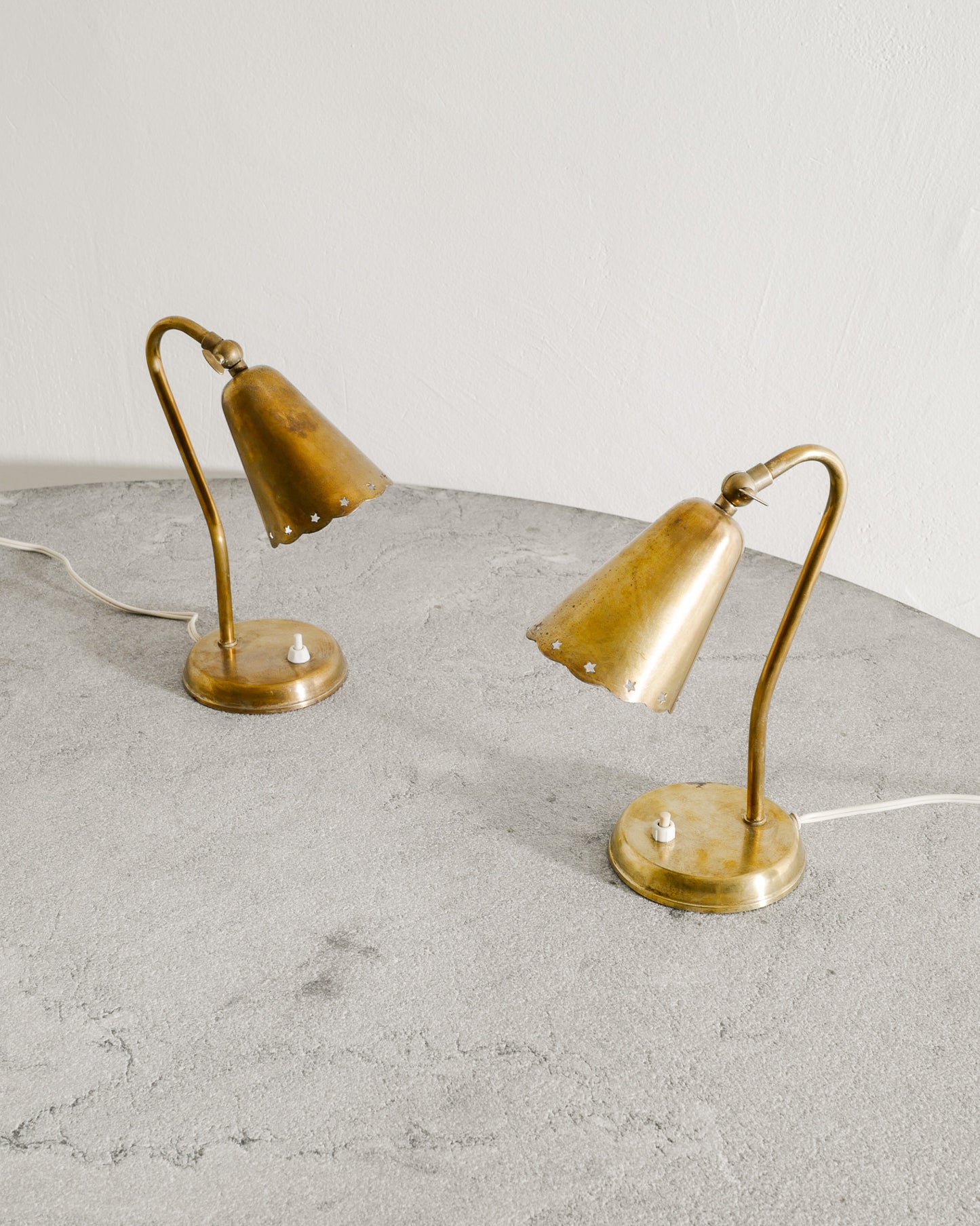 PAIR OF DANISH BRASS LAMPS, 1940s