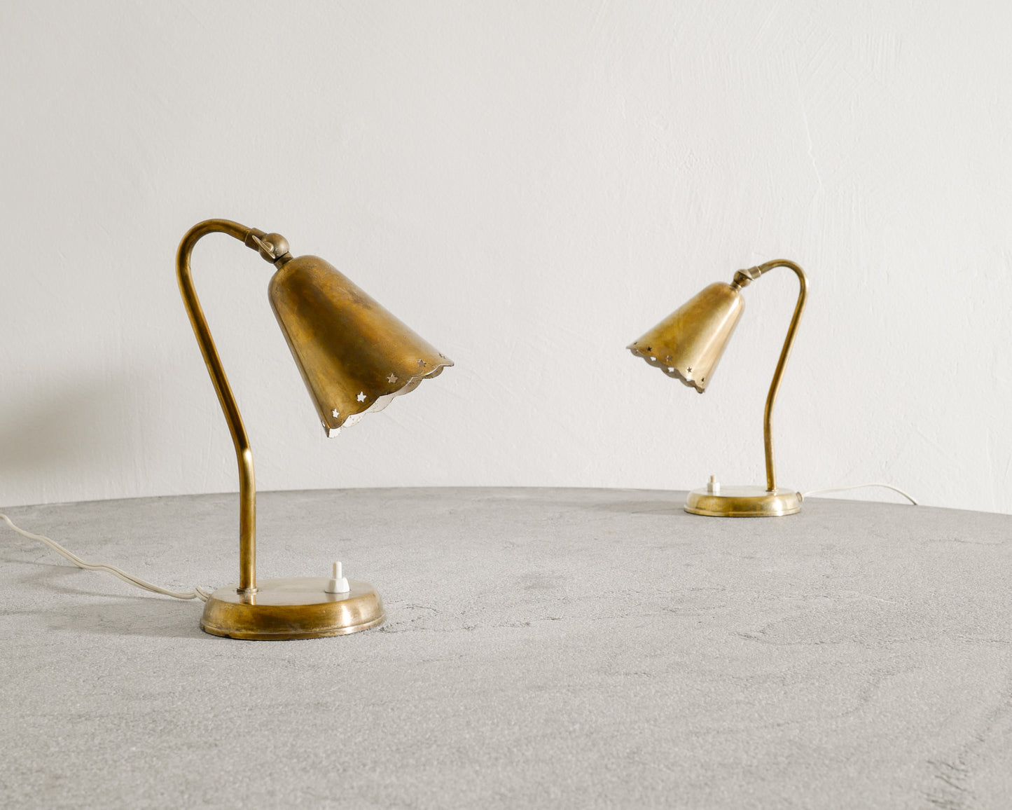 PAIR OF DANISH BRASS LAMPS, 1940s