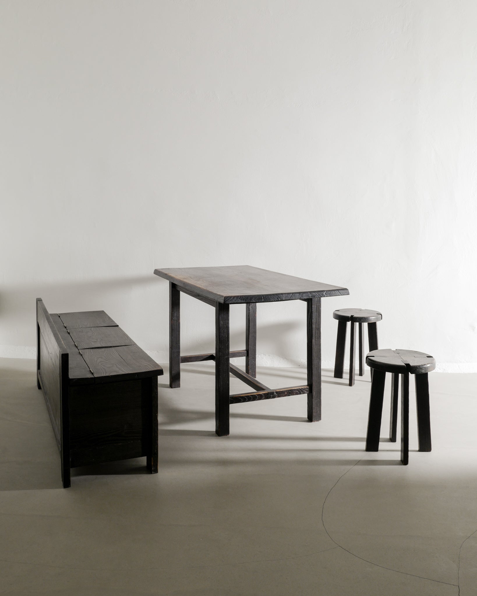 EBONIZED FRENCH CABIN SET, 1950s