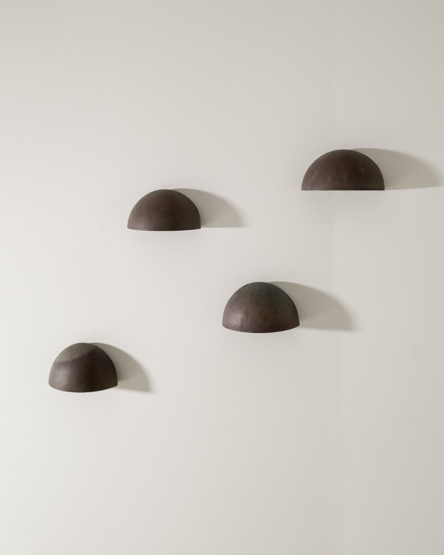 SET OF FOUR DANISH COPPER WALL LAMPS