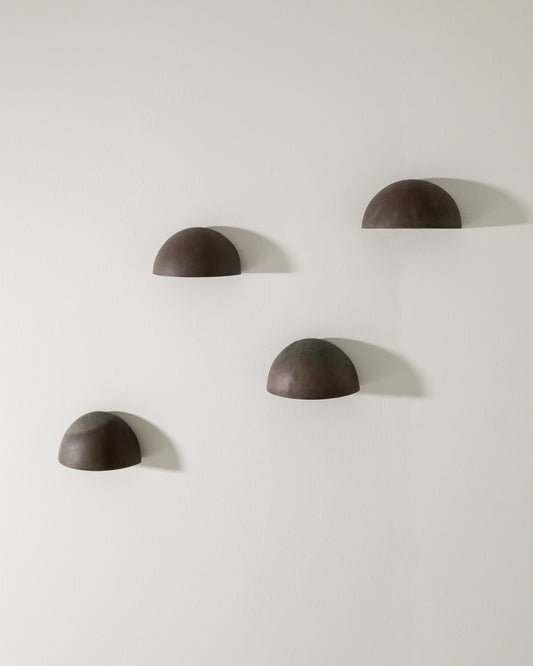 SET OF FOUR DANISH COPPER WALL LAMPS