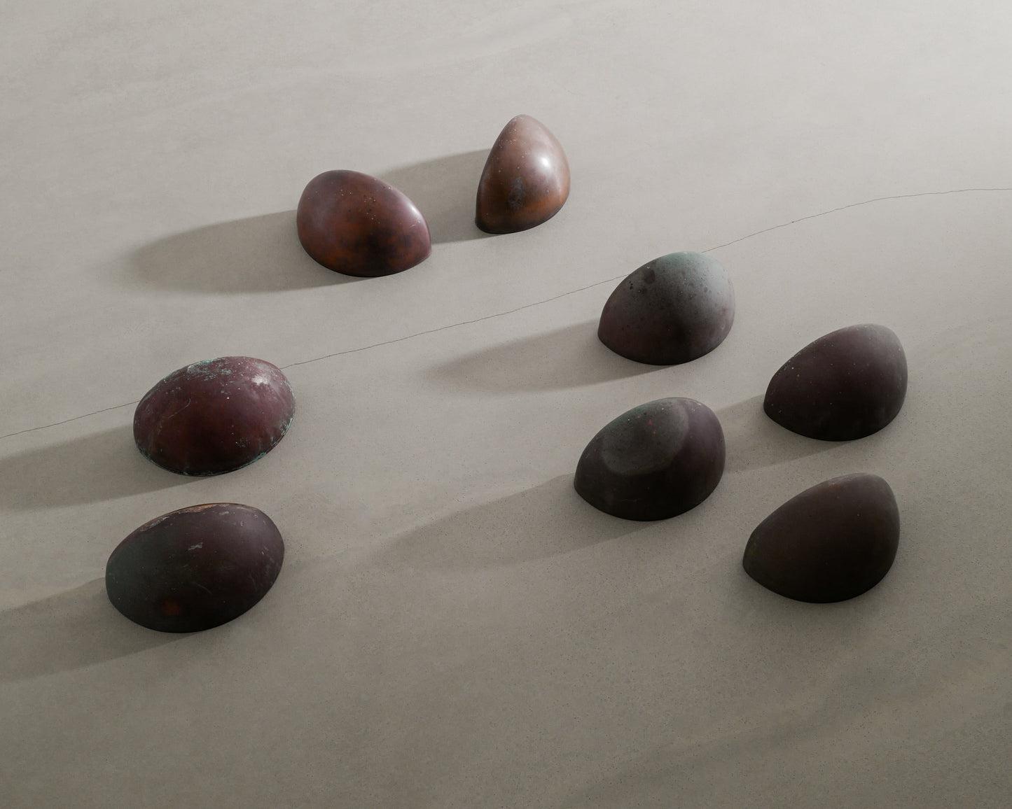 SET OF FOUR DANISH COPPER WALL LAMPS