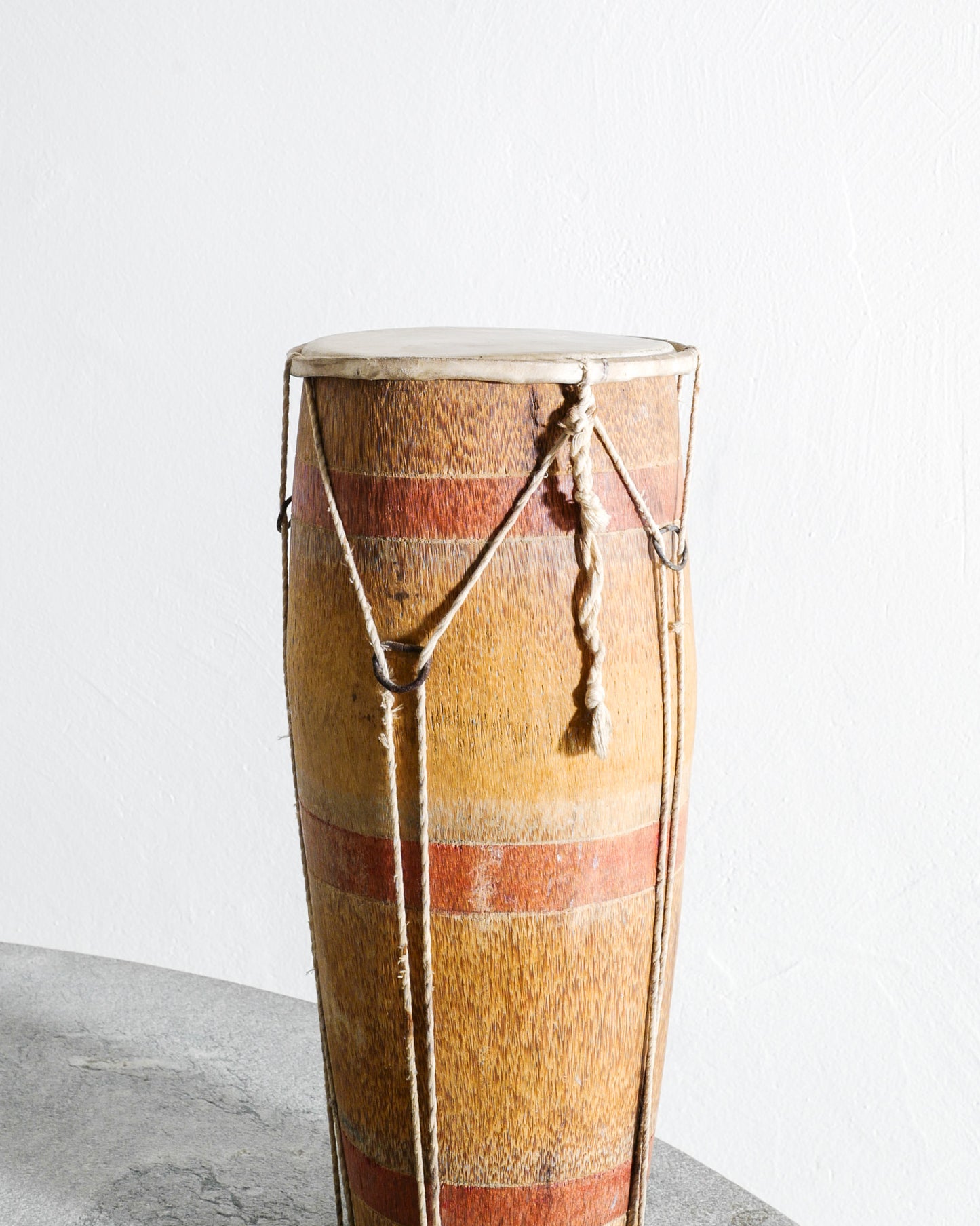 WOODEN TRIBAL DRUM, EARLY 1900s